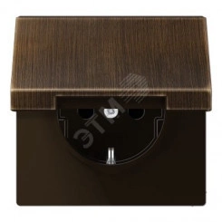 Штепсельная розетка SCHUKO одинарная, с заземлением, с шторками, с откидной крышкой, 16A, 250В (механизм + накладка, без рамки). Серия LS990 Материал- металл Цвет- античная латунь Штепсельная розетка SCHUKO одинарная, с заземлением, с шторками, с откидной крышкой, 16A, 250В (механизм + накладка, без рамки). Серия LS990 Материал- металл Цвет- античная латунь