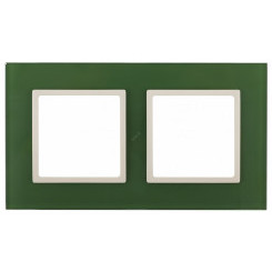 Рамка на 2 поста, стекло, Эра Elegance, зелёный+сл.кость, 14-5102-27