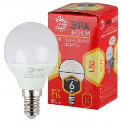 Лампа светодиодная RED LINE LED P45-6W-827-E14 R Е14 / E14 6 Вт теплый белый свет ЭРА