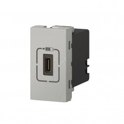 Розетка USB-C для зарядки - Программа Mosaic - 1 модуль - алюминий Розетка USB-C для зарядки - Программа Mosaic - 1 модуль - алюминий