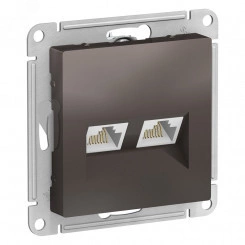 Розетка ATLASDESIGN двойная компьютерная RJ45+RJ45 категория 5E механизм мокко Розетка ATLASDESIGN двойная компьютерная RJ45+RJ45 категория 5E механизм мокко