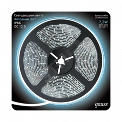 Лента светодиодная LED 5050/30-SMD 7.2W 12V DC холодный белый IP66 5м