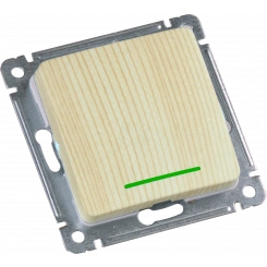 Выключатель одноклавишный, с индикацией, скрытой установки, в рамку, сосна