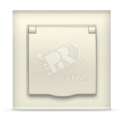 Розетка Бриллиант с заземлением с крышкой слоновая кость