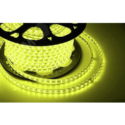 Лента LED герметичная в силиконовой оболочке 220В 10х7мм IP65 SMd3528 60 диодов/метр желтый (бухта 100м)