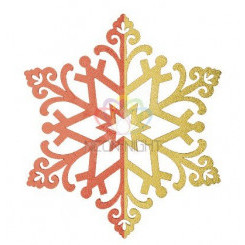 Фигура профессиональная елочная Снежинка сказочная 40см красный/золотой
