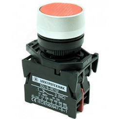 Выключатель кнопочный ВК22-ВА45, красный, 1НО+1НЗ,цилиндр, хром, без подсветки, d22мм (ЭТ)