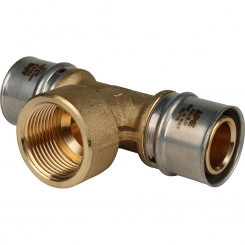 Тройник-переходник с внутренней резьбой 32х1'х32 для металлопластиковых труб прессовой Тройник-переходник с внутренней резьбой 32х1'х32 для металлопластиковых труб прессовой