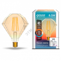 Лампа светодиодная умная LED 6.5 Вт 720 Лм 2000-5500К E27 Diamond изм.цвет.темпр.+дим. управление по Wi-Fi Smart Home Filament Gauss