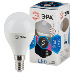 Лампа светодиодная LED P45-5W-840-E14 (диод, шар, 5Вт, нейтр, E14 (10/100/3600) ЭРА