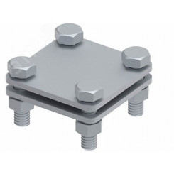 Соединитель для параллельного и перпендикулярного соединения полосы до 30 мм. Материал - горячеоцинкованная сталь.