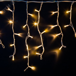 Гирлянда Айсикл (Бахрома) светодиодная 5х0,7 м, 152 LED, белый провод каучук, теплое белое свечение