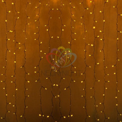 Гирлянда профессиональная Светодиодный Дождь 2х1.5м постоянное свечение прозрачный провод 220В желтый