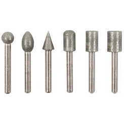 Шарошки усиленная сталь с алмазным напылением, штифт диаметр 6 мм, 6 шт Шарошки усиленная сталь с алмазным напылением, штифт диаметр 6 мм, 6 шт