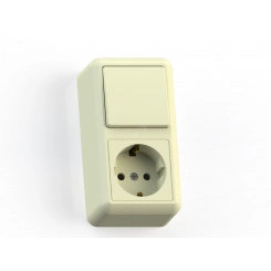 ОПТИМА Блок комбинированный о/у выключатель одноклавишный+розетка 2К+З БКВР-405, сл.кость ОПТИМА Блок комбинированный о/у выключатель одноклавишный+розетка 2К+З БКВР-405, сл.кость