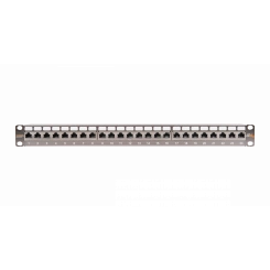 Панель 19'', 1U, 24 порта, Кат.6a, RJ45/8P8C, экран., металлик Панель 19'', 1U, 24 порта, Кат.6a, RJ45/8P8C, экран., металлик