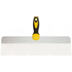 Шпатель фасадный нержавеющий Профи, прорезиненная ручка с метал.бойком 450 мм Шпатель фасадный нержавеющий Профи, прорезиненная ручка с метал.бойком 450 мм