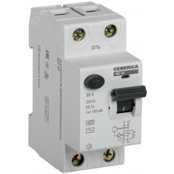 Выключатель дифференциального тока (УЗО) ВД1-63 2Р 50А 100мА GENERICA
