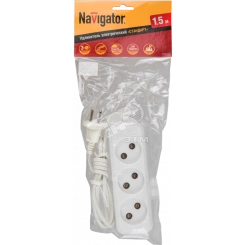 Удлинитель бытовой 3 розетки шнур 1.5м без заземления