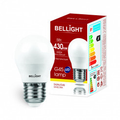Лампа светодиодная LED 5Вт 3000K 430Лм E27 Шар Bellight