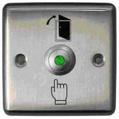Кнопка металлическая с подсветкой, врезная, НЗ/НР контакты, размер 90х90 мм