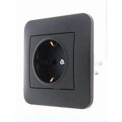 KARINA Розетка с/з керамика чёрный бархат (10шт/120шт)