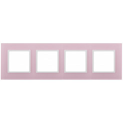 Рамка на 4 поста, стекло, Эра Elegance, розовый+бел, 14-5104-30