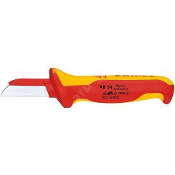 Нож для кабеля VDE 1000V пластиковый обух на лезвии для предупреждения КЗ L-190 мм диэлектрический 2-компонентная рукоятка KN-9854