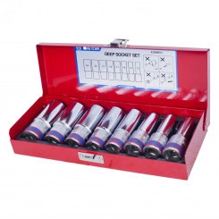 Набор глубоких торцевых головок 1/2', двенадцатигранные, 12-24 мм, 8 предметов Набор глубоких торцевых головок 1/2', двенадцатигранные, 12-24 мм, 8 предметов