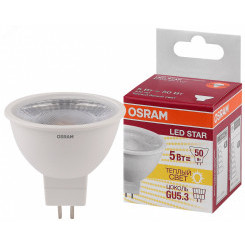 Лампа светодиодная LED 5Вт GU5.3 3000К 400лм 230V CL MR16 (замена 50Вт) OSRAM LS