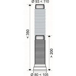 Труба для унитаза гофрированная армированная L 200-350 мм D110 мм Труба для унитаза гофрированная армированная L 200-350 мм D110 мм