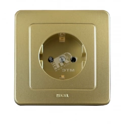 Розетка скрытая с заземлением со шторками золото