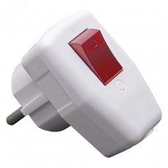 Вилка угловая с выключателем, с заземлением, 250В, 16A, IP20, белый, Stekker