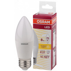 Лампа светодиодная LED 8Вт E27 CLB75 тепло-бел, матов.свеча OSRAM