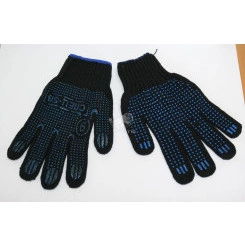 Перчатки хлопчатобумажные с ПВХ черная пряжа особопрочные 75г Перчатки хлопчатобумажные с ПВХ черная пряжа особопрочные 75г
