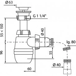 Сифон МИНОР для раковины с выпуском 1'1/4 х 40 мм с гофротрубой L800 мм 40 х 40/50 мм Сифон МИНОР для раковины с выпуском 1'1/4 х 40 мм с гофротрубой L800 мм 40 х 40/50 мм