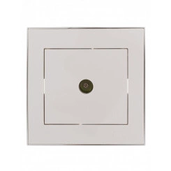 RAIN Розетка ТВ оконечная белая с боковой вставкойхром RAIN Розетка ТВ оконечная белая с боковой вставкойхром