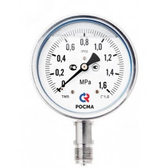Мановакуумметрм коррозионностойкий виброустойчивый  радиальный ТМВ-521Р -0,1-1,5MPa. /(-70-+40C) 100мм  G1/2 кл. т. 1.0. Аммиак, двойная шкала готовый к гидрозаполнению