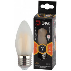 Лампа светодиодная F-LED B35-7W-827-E27 frost  (филамент, свеча мат, 7Вт, тепл, E27) (10/100/5000) ЭРА