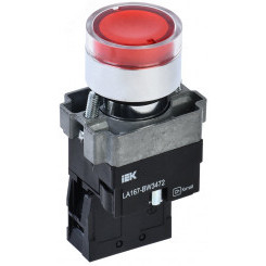 Кнопка LA167-BW3472 d=22мм RC 1р с подсвет. красная IEK