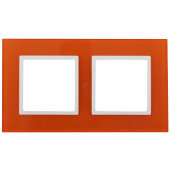 Рамка на 2 поста, стекло, Эра Elegance, оранжевый+бел, 14-5102-22