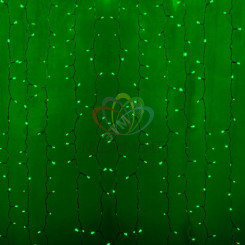 Гирлянда профессиональная Светодиодный Дождь 2х1.5м постоянное свечение прозрачный провод 220В зеленый