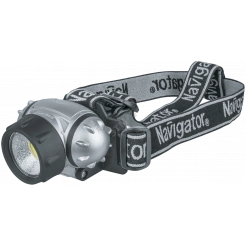 Фонарь светодиодный NPT-H14-3AAA 1Вт COB LED 110лм 20м налобный пластик