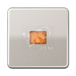 Клавиша с оранжевым окошком для выключателя с подсветкой платина Клавиша с оранжевым окошком для выключателя с подсветкой платина
