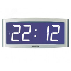 Часы цифровые Opalys 7 (часы/мин/дата) жк-дисплей с подсветкой синего цвета, высота цифр 7 см, синхронизация NTP, Питание - PoE, цвет корпуса серебристый.