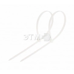 Хомут-стяжка кабельная нейлоновая 200x7,6 мм, белая, упаковка 100 шт