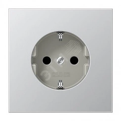 Штепсельная розетка SCHUKO одинарная, с заземлением, с шторками, 16A, 250В (механизм + накладка, без рамки). Серия LS990 Материал- металл Цвет- алюминий Штепсельная розетка SCHUKO одинарная, с заземлением, с шторками, 16A, 250В (механизм + накладка, без рамки). Серия LS990 Материал- металл Цвет- алюминий