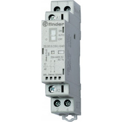 Контактор модульный 25А 2NO переключатель Авто-Вкл-Выкл+Механический индикатор+Светодиод контакты AgSnO2