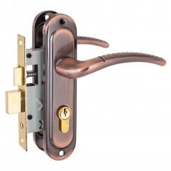 Замок врезной с ручками для деревянных дверей, СТАНДАРТ 132/50 AC старая медь Замок врезной с ручками для деревянных дверей, СТАНДАРТ 132/50 AC старая медь