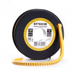 Кабель-маркер 9 для провода сеч.2,5мм, желтый (1000шт в упак) Stekker